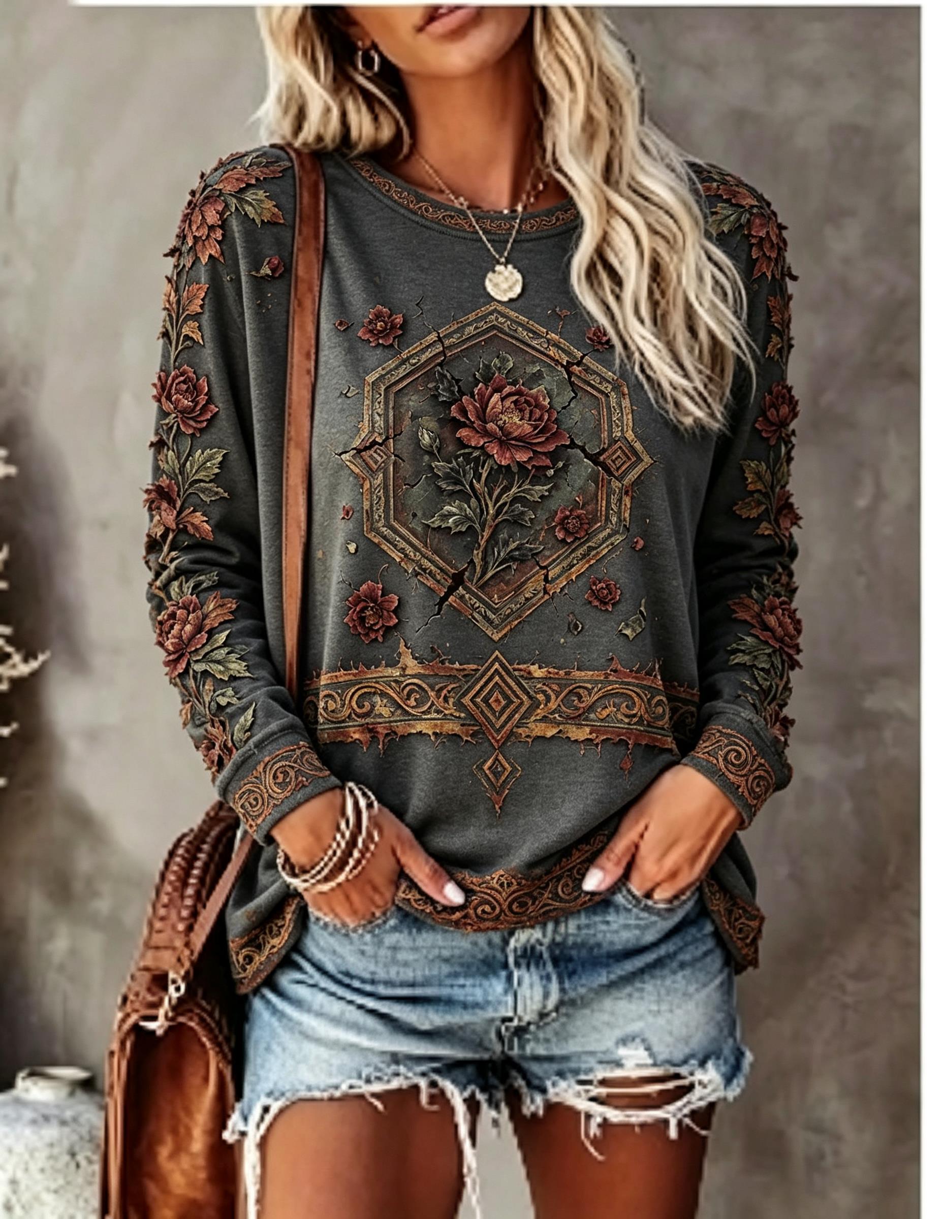 Women Crew Neck Long Sleeve T‑ - đánh giá và giá Winter Clothing For Women